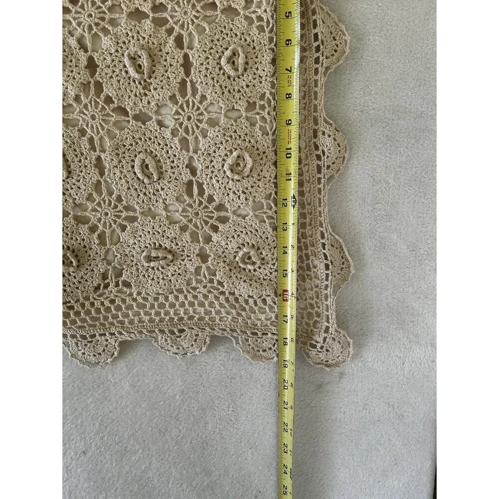 Crochet Lace Pillow Shams Set of 2 Floral Cotton 24x18 Romantic Boho Cottagecore